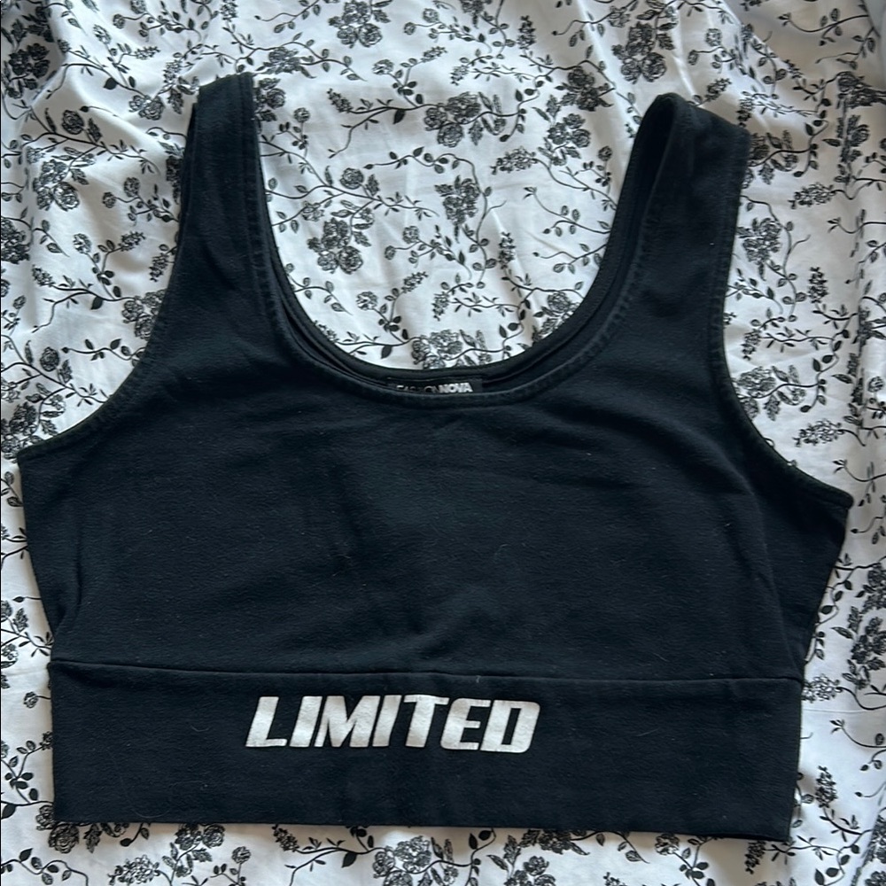 Black Crop Top with 'LIMITED' Print